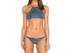 Seafolly Deja Brazilian Bikini Bottom In Denim In Blue