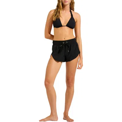 Seafolly Drawstring Board Shorts In Black