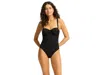 Seafolly Eco Collective Swimsuits Womens Black Ruched Underwire One-piece Red318 In Black
