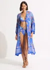 Seafolly Eden Kimono Jacket Azure In Blue
