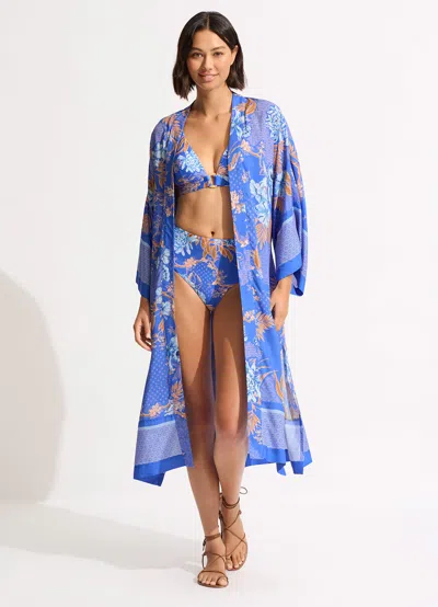 Seafolly Eden Kimono Jacket Azure