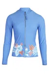 Seafolly Eden Long Sleeve Sunvest In Blue