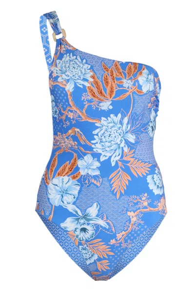 Seafolly Eden One Shoulder One Piece Azure In Blue