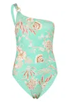 Seafolly Eden One Shoulder One Piece Mint In Blue