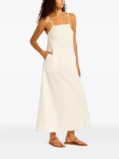 Seafolly Embroidered Spaghetti-strap Maxi Dress In Neutral