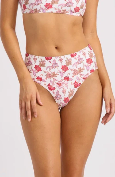 Seafolly Floral High Waist Bikini Bottoms In Pink