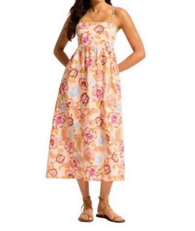 Seafolly Floral Midi Dress In Peach In Pink