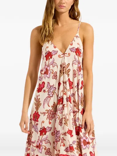Seafolly Floral-print Handkerchief-hem Maxi Dress In Multi
