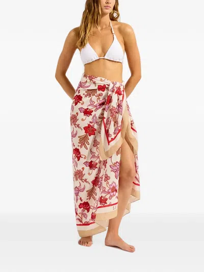 Seafolly Floral-print Sarong In Animal Print
