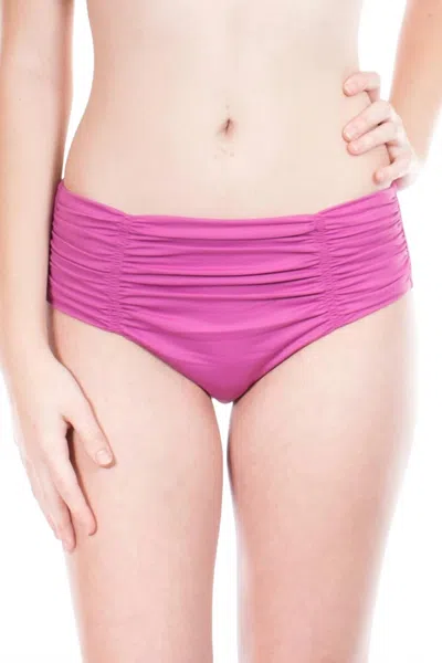 Seafolly Gathered Front Retro Bikini Bottom In Berry In Pink