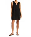 Seafolly Gathered Neck Mini Dress In Black In Black