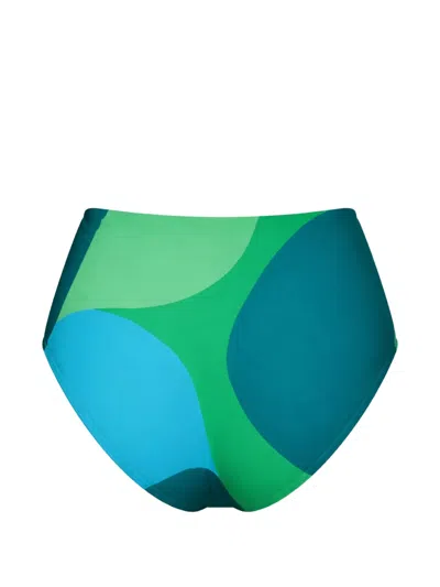 Seafolly Geometric-print Bikini Bottoms In Blue