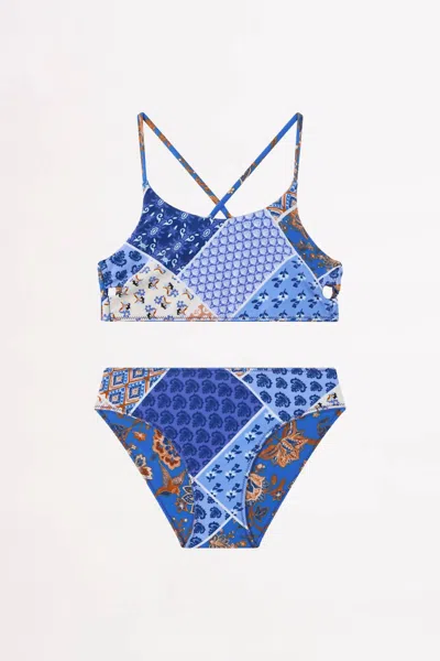 Seafolly Kids' Girls' Reversible Bikini Set In Blue