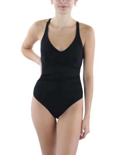 Seafolly Halter Maillot Womens Underwire Nylon One-piece Swimsuit In Black