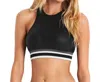 Seafolly High Neck Low Impact Sports Bra In Black In Black