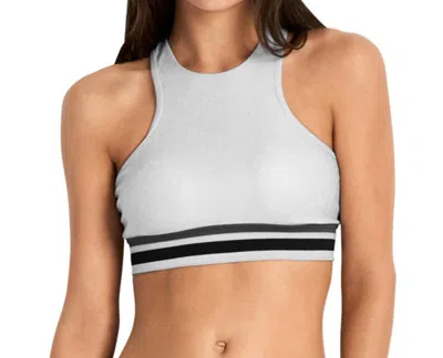 Seafolly High Neck Low Impact Sports Bra In Silver