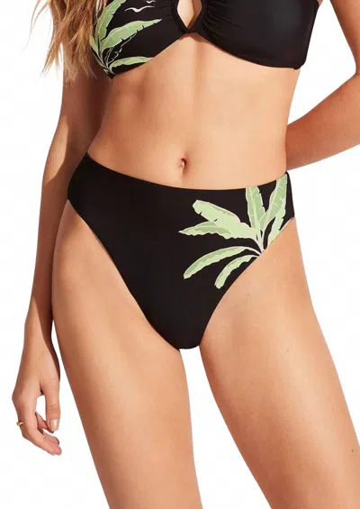 Seafolly High Rise Swimwear Bottom In Palm Paradise Black