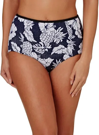 Seafolly High Waist Bikini Bottom In Royal Horizon In Blue