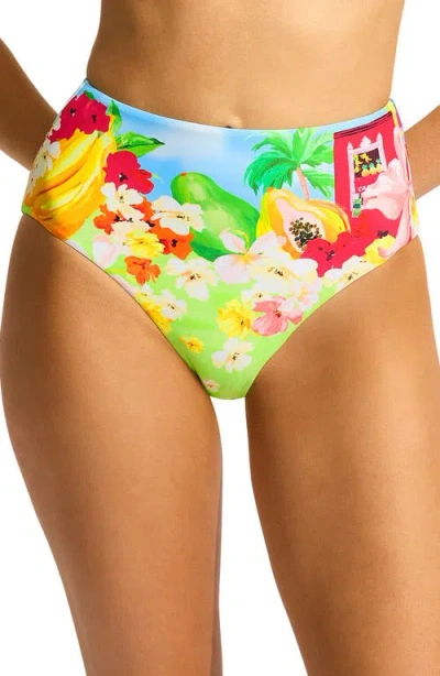 Seafolly High Waist Bikini Bottoms In Turquoise