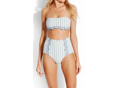 Seafolly High Waisted Bikini Bottom In Sea Stripe White