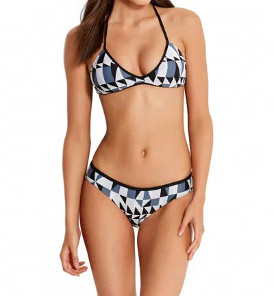 Seafolly Jagged Geo Hipster Bikini Bottom In Bluestone In Multi