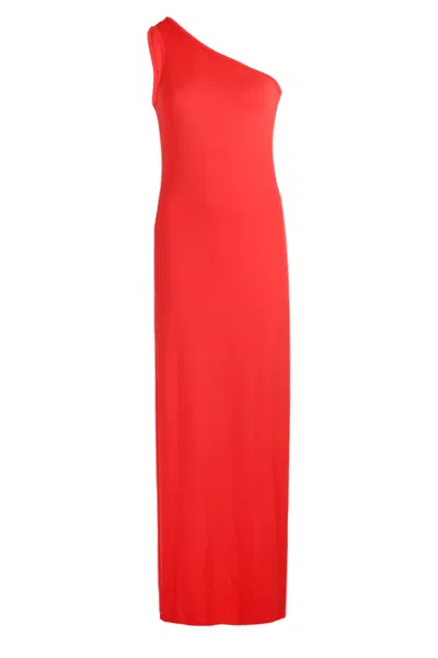 Seafolly Jersey Rib One Shoulder Dress Flame In Red