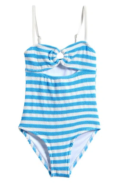 Seafolly Kids' Textured One-piece Swimsuit In Blue