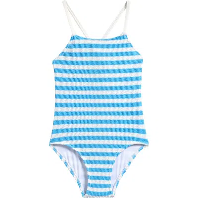 Seafolly Kids' Textured One-piece Swimsuit In Blue