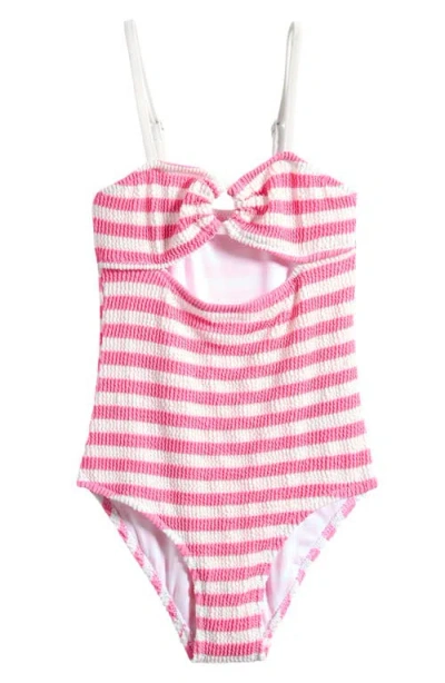 Seafolly Kids' Textured One-piece Swimsuit In Pink