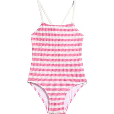 Seafolly Kids' Textured One-piece Swimsuit In Pink