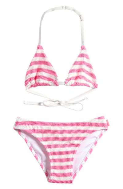 Seafolly Kids' Textured Two-piece Swimsuit In Pink