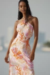 Seafolly La Mer Halter Linen Maxi Dress In White