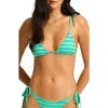 Seafolly Calypso Triangle Tie Side Cheeky Bikini In Blue Green In Green