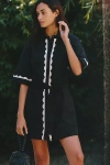 Seafolly Linen Blend Mini Shirt Dress In Black