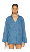 Seafolly Longline Beach Shirt In Blue