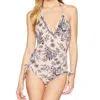 Seafolly Love Bird Deep V One Piece In Peach In Multi