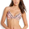 Seafolly Love Bird Reversible Fixed Tri Bikini Top In Peach In Pink
