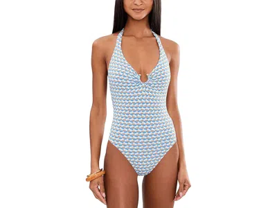 Seafolly Mala Ring Front Halter One-piece In Blue