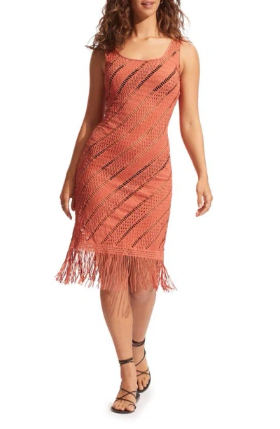 Seafolly Marrakesh Tassel Cover-up Dress In Cinnamon
