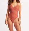 Seafolly Marrakesh V Neck One Piece In Cinnamon In Orange