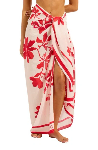 Seafolly Mayflower Cotton Cover-up Sarong In Red
