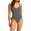 Seafolly Mesh Effect One-piece Swimsuit In Black