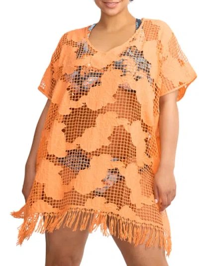 Seafolly Mesh Kaftan Cover-up In Melon