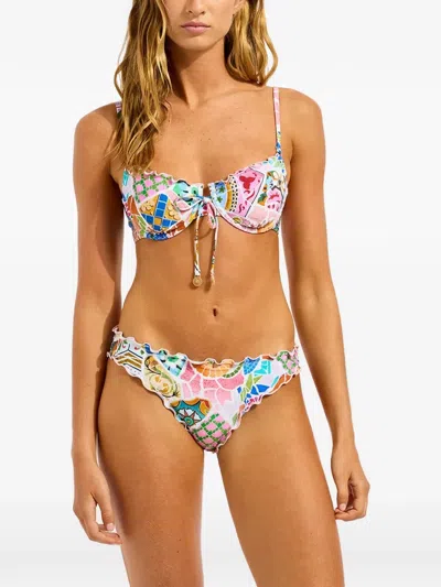 Seafolly Mosaic-print Ruffled Bikini Bottom In Multi