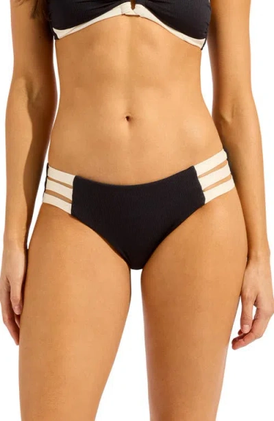 Seafolly Multi Strap Hipster Bikini Bottoms In Black