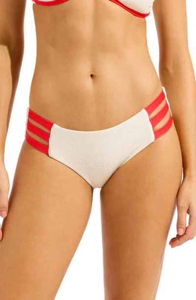 Seafolly Multi Strap Hipster Bikini Bottoms In White