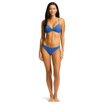 Seafolly Oasis Bikini Bottom Womens Ultramarin Stretch Hipster Swimwear Jzz956 In Blue