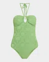 Seafolly Oasis Diamond Wire One-piece Swimsuit In Sage