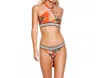 Seafolly Ocean Alley Cross High Neck Bikini Top In Tangelo In Burgundy