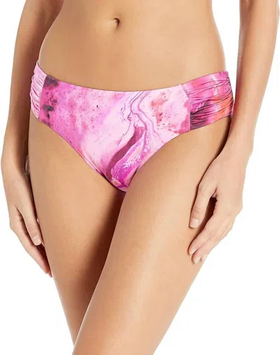 Seafolly Ocean Ombre Ruched Side Retro Bottom In Sangria In Yellow
